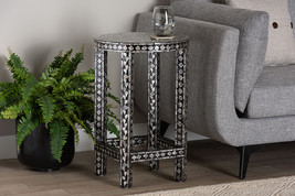 Jules Coastal Black and White Mother of Pearl Capiz Shell End Table - $178.00