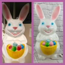 VTG 22&quot; Empire Plastic Light Up Blow Mold Easter Bunny Egg Basket Made USA - £38.64 GBP