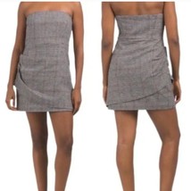 House of Harlow 1960 Gray Houndstooth Plaid Strapless Wool Blend Mini Dress M - $48.19