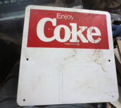 Vintage Coca Cola ENJOY COKE Porcelain Display Metal Sign 16 x 15 inch - $93.49