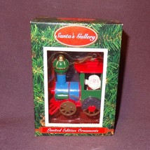 Santa Claus Train Engine Christmas Ornament in Box Santa&#39;s Gallery Red Blue - £15.57 GBP