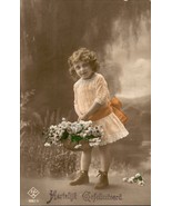 Girl, flowers, vintage, Art Deco postcard Gifts Tinted, 1920 Circa, Vintage - $6.77 CAD