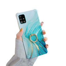 Anymob Samsung Gold And Ocean Green Marble Ring Holder Case Silicone Shockproof  - £22.59 GBP