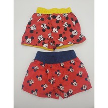 Disney Baby Swim Trunks Infant Boys 0-3 &amp; 3-6 Months Lot Mickey Mouse Red Mesh L - £14.37 GBP
