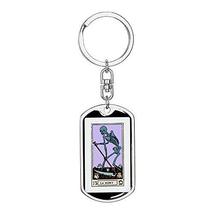 Tarot Card The Death Skeleton Swivel Keychain Dog Tag Stainless Steel or 18k Gol - £43.43 GBP