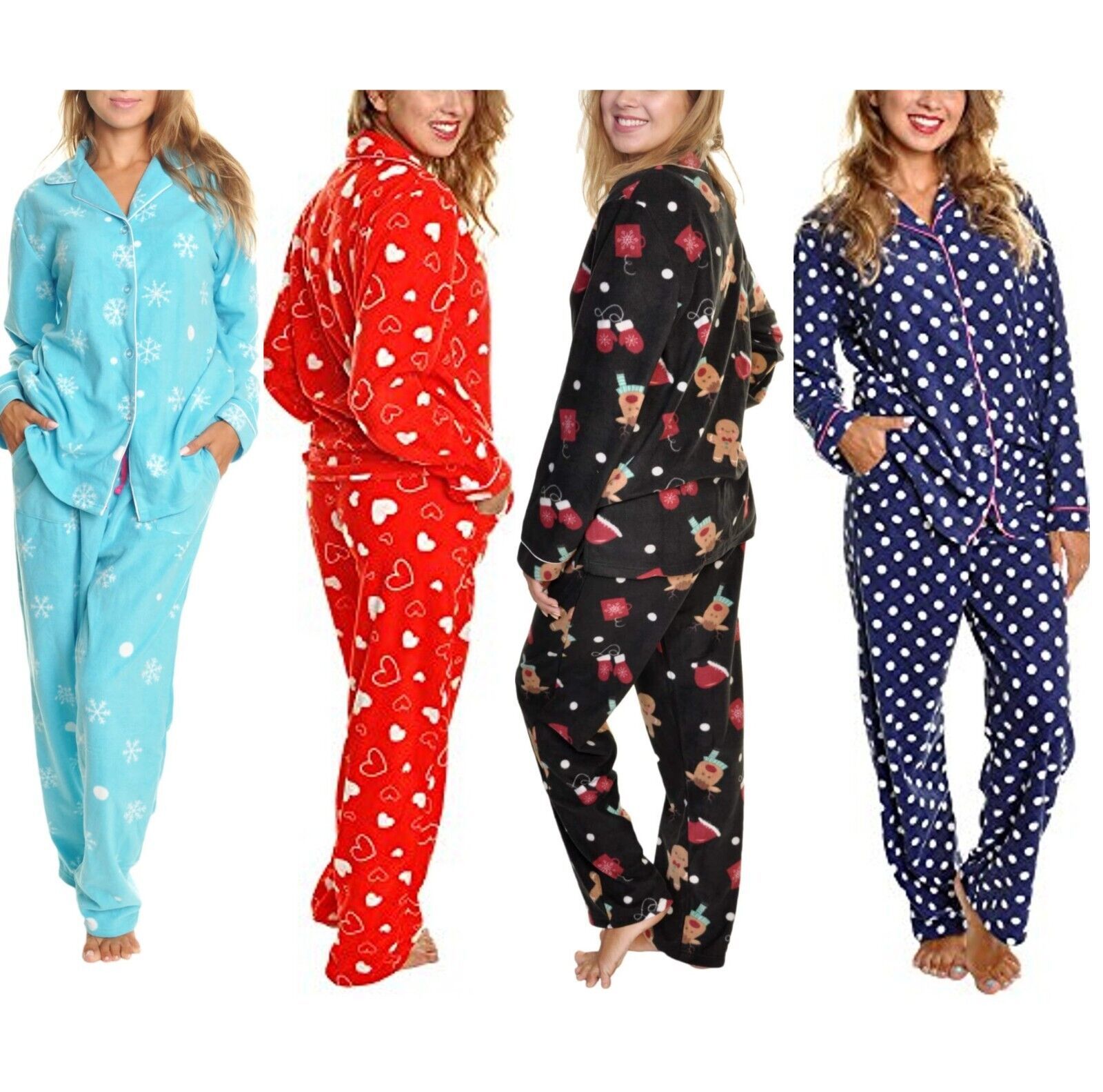 Angelina Cozy Fleece Notch Collar Women's (2-Piece) Pajama Set with Pockets