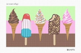 Pepita Needlepoint Canvas: Ice Cream Collage, 17&quot; x 10&quot; - £84.47 GBP+