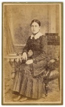 Antique CDV Circa 1870&#39;S Beautiful Woman Posing in Chair Immke Princeton, IL - £7.52 GBP