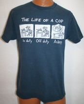 Vintage 90s Y2K Funny The Life Of A Cop Cartoon Donut Eating T-SHIRT M Police - £16.06 GBP
