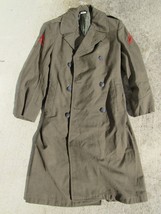 VINTAGE USMC Marine Corps Wool Overcoat Serge Green 1970&#39;s MC Shade 36R - £48.45 GBP