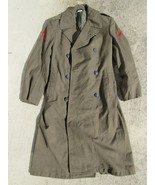 VINTAGE USMC Marine Corps Wool Overcoat Serge Green 1970&#39;s MC Shade 36R - $63.99