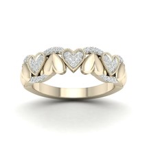 10K Yellow Gold 0.15 Ct TDW Diamond Hearts Fashion Ring - £251.41 GBP
