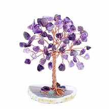 Natural Purple Amethyst Crystal Tree on Agate Slice Base Healing Stones ... - £18.07 GBP
