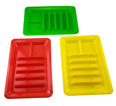 Set of Three Taco Holder Stand Up Divider Plates Multi Colored Plastic Plates - £10.42 GBP