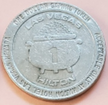 HILTON Las Vegas, NV One Dollar &#39;Pot of Gold&#39; Gaming Token, 1989 - $10.95