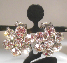 Weiss Faceted Prong Set Clear Rhinestone Flower Clip-on Earrings 3/4&quot; Diameter - £27.93 GBP
