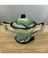 Vintage Guppies California Ware Pottery Sugar Bowl Dripping Blue Green - $355.46 MXN