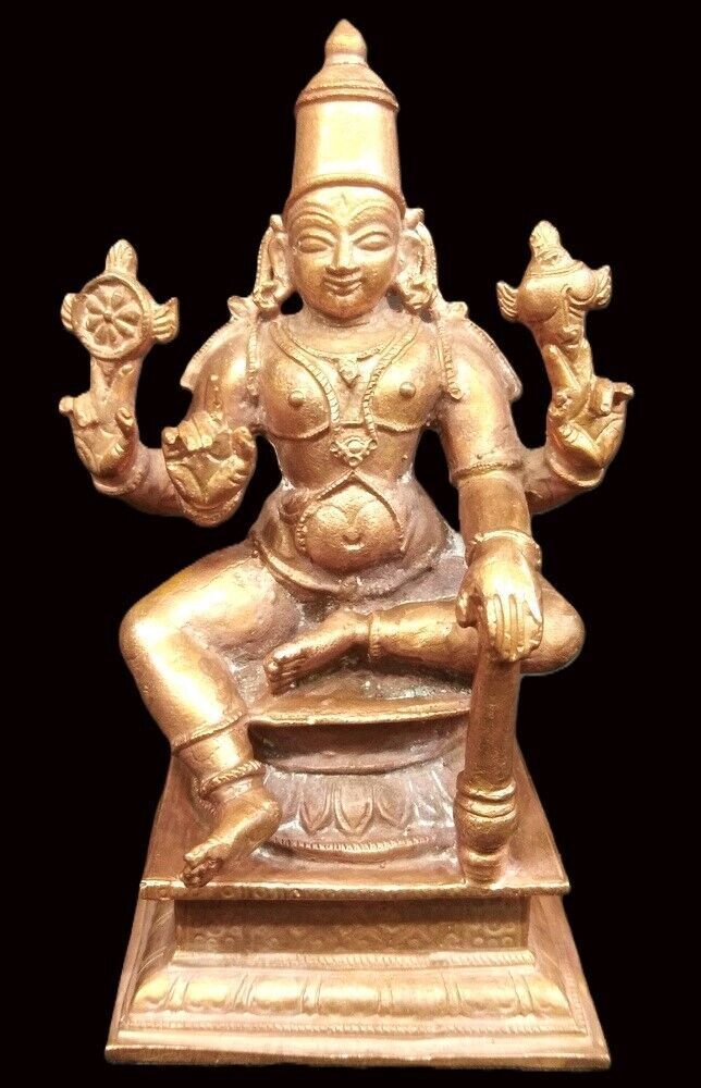 Lord Vishnu Idol in Pure Solid Copper - 4 inches - $173.25