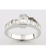 1.05 carat Radiant and Baguette Diamond 18k White Gold Engagement Ring S... - €2.731,73 EUR