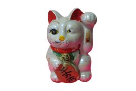 Vtg 1970s Large Chinese Lucky Cat Fortune Cat Piggy Bank Mother Of Pearl 10&quot;T - £38.72 GBP
