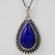 Solide 925 Argent Sterling Lapis Lazuli Pendentif Collier Femme PSV-1075 - £30.16 GBP+