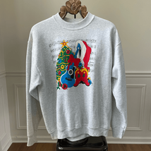 Vintage 80s Cowboy Boots Blue Guitar Christmas Sweatshirt XL - $20.16