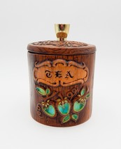 Treasure Craft Faux Wood Grain Turquoise Strawberry Tea Canister USA 7-1... - £19.61 GBP