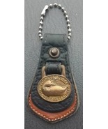 Vtg Dooney &amp; Bourke Leather Brass Duck Keychain Purse Bag Charm Tag Blac... - $20.38 CAD