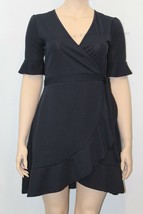 Plus Size Sexy Cocktail Navy Blue Ruffle Wrap Dress XL XXL XXXL - £50.12 GBP