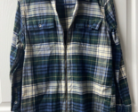 Chaps Long Sleeved Full Zip Flannel Shacket Womens Size Small Blue Plaid... - $17.16