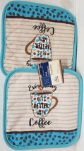 2 Same Printed Kitchen Pot Holders (7&quot;x7&quot;) EVERYTHING GETS BETTER WITH C... - $7.91