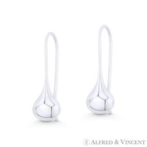 Hollow 1&quot; Polished Tear-Drop / Dangle Hook-Post Earrings in .925 Sterlin... - $599.71 MXN