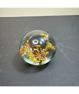 Vintage Hand Blown Art Glass Paperweight Floral Murano Style Red Yellow ... - €47,02 EUR