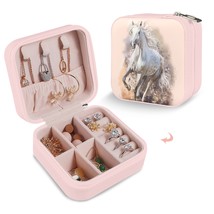 Leather Travel Jewelry Storage Box - Portable Jewelry Organizer - Gallop - £12.22 GBP