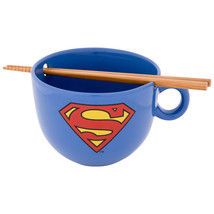 Superman Logo Ramen Bowl w/ Chopsticks Blue - £26.35 GBP