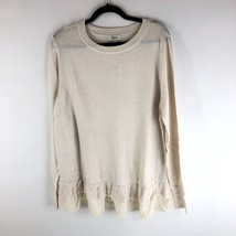 Style &amp; Co Womens Sweater Lightweight Shirttail Hem Crew Neck Ivory XL - $19.24