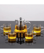 18.6 oz glass teapot set with 4 cups and detachable stainless steel teap... - €18,49 EUR