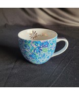 Lilly Pulitzer &quot; Lion Around &quot; Blue Floral Coffee/ Tea Cup Mug Gold Hand... - $282.54 MXN