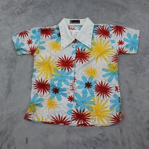 Gloxy Shirt Girls XL Multicolor Flower Button Up Short Sleeve Collared Top - £17.78 GBP