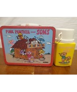 Pink Panther And Sons Metal Rainbow Panthers Tin Lunchbox w Thermos Vint... - $39.23