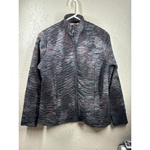 Erin London Black Burgundy High Neck Zip Up Crinkle Fabric Jacket Blouse... - $27.45