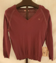 NWT True Religion Dark Purple Raglan Sleeve V Neck Cotton Cashmere Size ... - £31.64 GBP