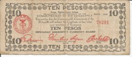 Philippines WWII  Mindanao 10  pesos P-S488 1944 CIR.  Banknote  # 129 - $9.89