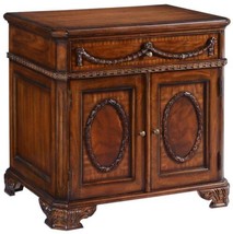 Nightstand Cameo Medallion Flame Mahogany Banded Inlay Drawer 2-Door Brass - £1,090.72 GBP