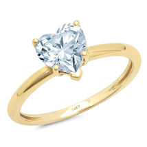  1Ct Heart Cut Blue Aquamarine Wedding engagement Ring 14k Yellow Gold Finish - £66.84 GBP