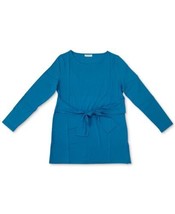 allbrand365 designer Womens Long Sleeve Tie Waist Top Color Dreamy Aqua Size M - £38.77 GBP
