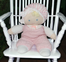 Eden Soft 'n Sweet Baby Doll Pink Thermal Terrycloth Striped Hat Yarn Hair 10" - £12.55 GBP