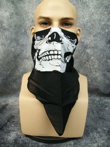 Biker Skeleton Skull Half Face Mask Outlaw Bandana Reaper Day of Dead Old West - £7.82 GBP