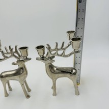 Pottery Barn Reindeer Candelabra Silver Tone Pair Of Candle Holder Solid... - $88.11