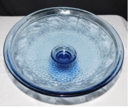 Vintage Blue Ice Round Pedestal Cake Stand Made in Spain - $30.00